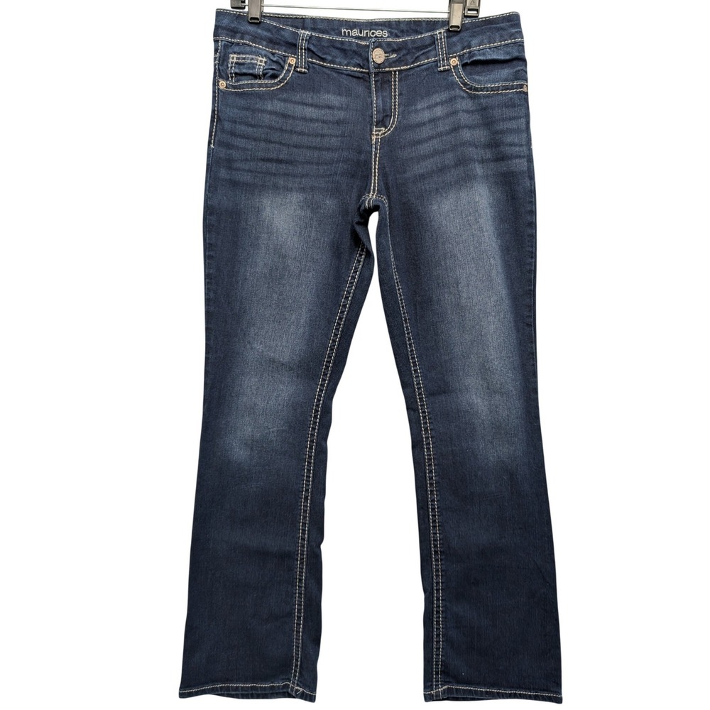 Maurices Bootcut Jeans Womens 11/12 Reg Dark Wash Sequin Pocket Stretch